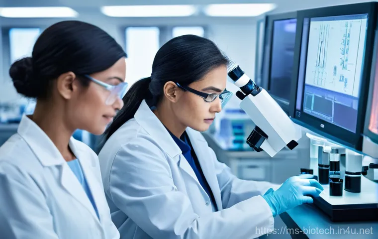 의약품 특허 만료 - **Prompt:** A diverse group of scientists, both male and female, in a modern, brightly lit pharmaceu...