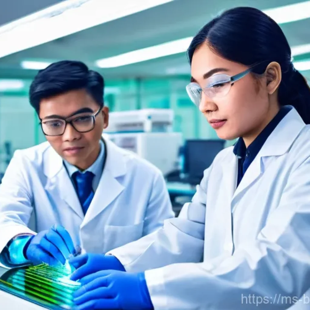 바이오와 환경 - **Malaysian Health Innovation in a Modern Lab:** A vibrant, high-definition image depicting a divers...