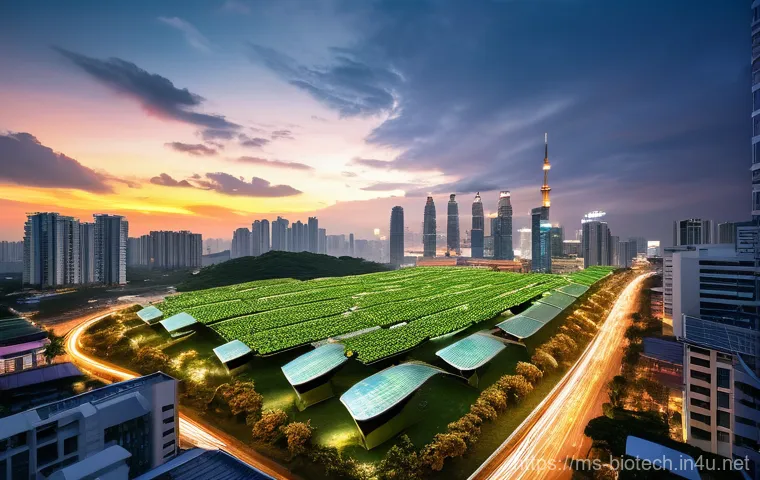 바이오와 환경 - **Sustainable Living with Malaysian Biodegradable Solutions:** An idyllic outdoor scene set in a bus...