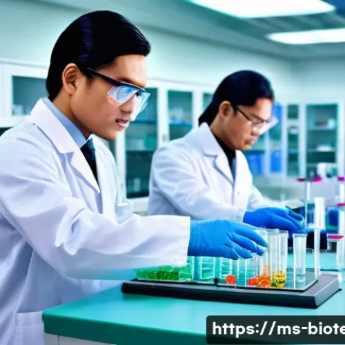 제약 회사와 바이오 회사 차이 - A modern pharmaceutical research laboratory in Malaysia, featuring diverse scientists in professiona...