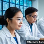 유전자 편집 원리 - A modern biotechnology laboratory in Malaysia, featuring diverse Malaysian scientists wearing lab co...